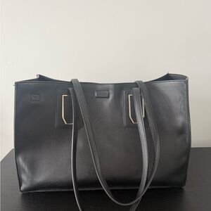 Elegant Black Leather Tote Bag